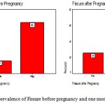 Figures 3 and 4: prevalence of Fissure before pregnancy and one month after childbirth