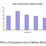 Figure 3: Effect of Inoculum level on Cellulase Production.