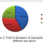 Figure 2: Total % abundance of Aspergillus flavus in different area spices.
