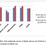Figure 3: Effect of the methanolic extracts of Kigelia africana and Tabebuia rosea on body weight after treatment in diabetic rats.