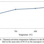 Figure 4: Thermal activation temperature influence in the flow of СO2 and H2O in the mass ratio of 85:15 on the macropore volume 