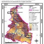 Figure 11: Potential sites for supplemental irrigation; an overlay of runoff volume for sub-watersheds, rainfed and irrigated lands, and distribution of communities for Turghut watershed.