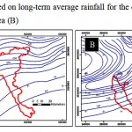 Figure 3: Isohyets based on long-term average rainfall for the eastern area (A) and the western area (B).