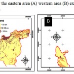 Figure 7: Soil depth for the eastern area (A) western area (B) extracted from 1:50,000 soil map.