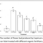 Figure 7: The number of flower bud produced by Capsicum annuum L. var Kulai treated with different organic fertilizers.