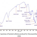 Figure 6: FTIR spectrum of bacterial cellulose produced by Gluconacetobacter xylinus C18 strain