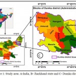 Figure 1: Study area: A-India, B- Jharkhand state and C- Dumka district