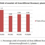 Figure 1: Percentage yield of essential oil from different Rosemary (Rosmarinus officinalis L.) plants