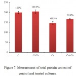 Figure 7: Measurement of total protein content of control and treated cultures.